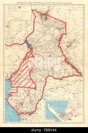 FRENCH EQUATORIAL AFRICA. Afrique équatoriale française. Pointe Noire, 1938 map Stock Photo