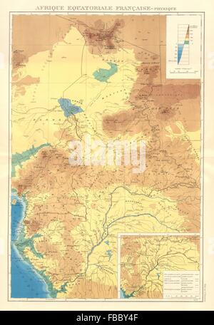 FRENCH EQUATORIAL AFRICA Afrique équatoriale française.Navigable rivers 1938 map Stock Photo