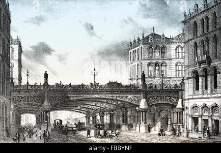 Holborn Viaduct, a road bridge, City of London, 1872 Stock Photo