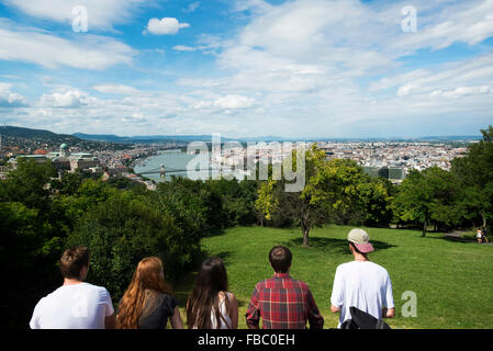 View from Gellert hill. River Danube, Budapest, Hungary, Stock Photo