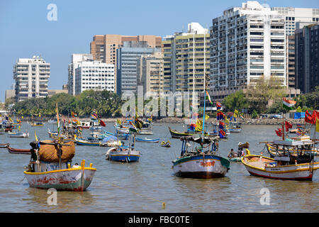 India Mumbai Bombay Fishing boats at Macchimar Nagar Fishing Village Stock Photo