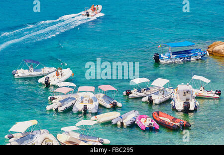 Variety of small boats Isole Tremiti Apulia Puglia Italy Europe Stock Photo