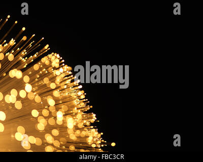 Colorful fiber optic light against black Stock Photo