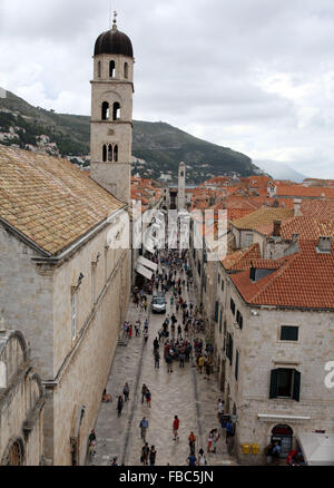 View of the Stradun, the main street inside the Walled City of Dubrovnik, UNESCO World Heritage Site, Croatia, Europe Stock Photo