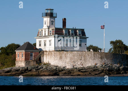 Early evening summer at historic Rose Island lighthouse in Newport, Rhode island. Stock Photo