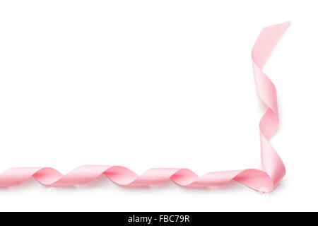 Pink ribbon bow cut out, isolated on white background Stock Photo