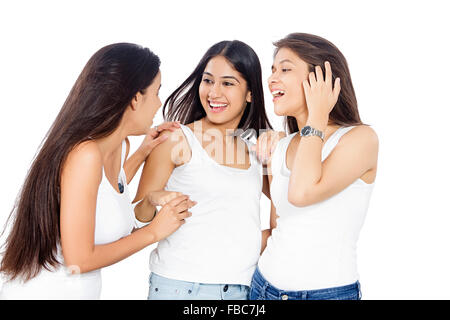 3 indian Beautiful Young Womans  friends standing Stock Photo