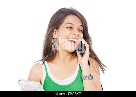 1 indian Young Woman college Student talking Mobile Phone