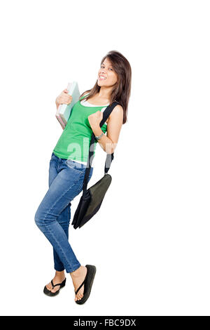 1 indian Young Woman college Student hand fist Victory Stock Photo