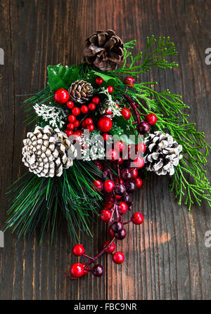 Christmas wooden background with fir branches and balls Stock Photo - Alamy