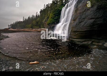 BRITISH COLUMBIA- Tsusiat Falls in the West Coast Trail section of the Pacific Rim National Park on Vancouver Island. Stock Photo