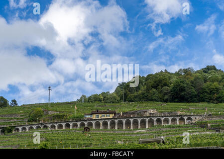 Railway Station on the outskirts of Montreux in Switzerland Stock Photo