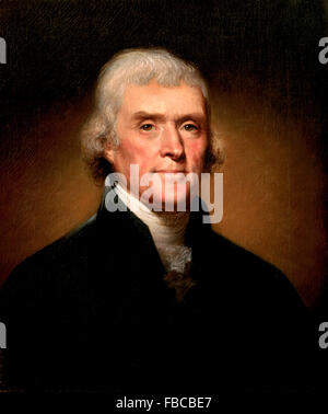 Thomas Jefferson. Rembrandt Peale's portrait of US President Thomas Jefferson, 1800 Stock Photo