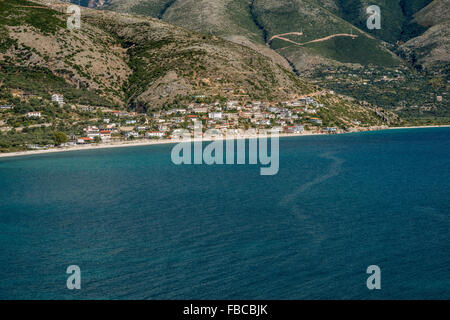 Village of Qeparo at Ionian Sea coast near Saranda (Sarande), Albanian Riviera, Albania Stock Photo