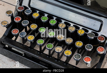 Close up on old colorful typewriter keys Stock Photo