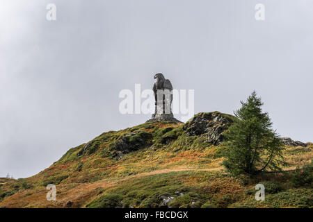 Statue of an Eagle at the Simplon Pass in Switzerland Stock Photo