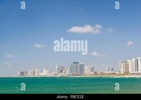 A photograph of Tel Aviv skyline from the Jaffa coast Stock Photo