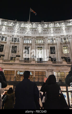 Regent Street, London, UK. 14th January 2016. Lumiere Festival London: Keyframes by Groupe LAPS Credit:  Matthew Chattle/Alamy Live News Stock Photo