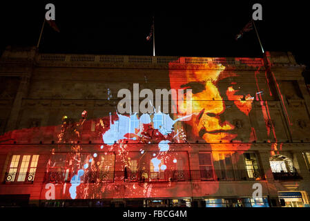 London, UK. 14th January, 2016. Piccadilly installation projected on the facade of the BAFTA building as part of the Lumiere London. January 14, 2016 in London. Credit:  Nando Machado/Alamy Live News Stock Photo
