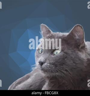 Low poly design triangular gray cat polygon Stock Vector