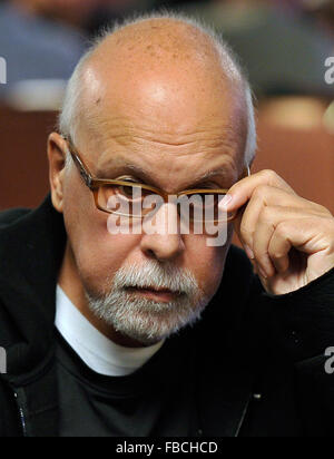 Las Vegas, Nevada, USA. 14th Jan, 2016. Rene Angelil looks on during Day 2 of the World Series of Poker Main Event at the Rio Hotel & Casino on Tuesday, July 8, 2014. Angelil, the husband of award-winning singer Celine Dion, died January 14, at the age of 73 after a long battle with cancer, Dion said in a post on her Facebook page. © David Becker/ZUMA Wire/Alamy Live News Stock Photo