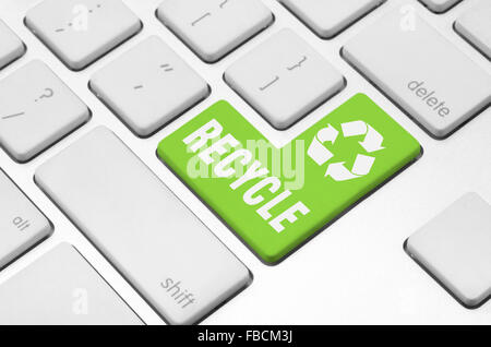Recycle on the computer keyboard Stock Photo