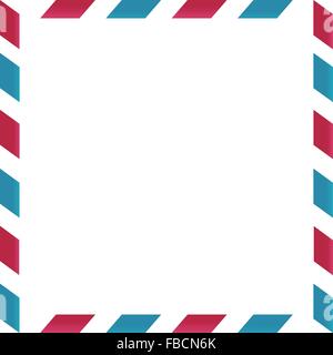 Air mail letter frame. Airmail border with red and blue stripes. Retro ...