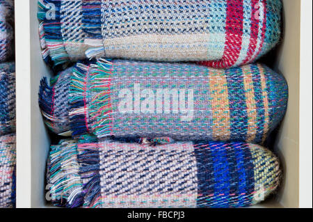 A stack of folded wool blankets Stock Photo