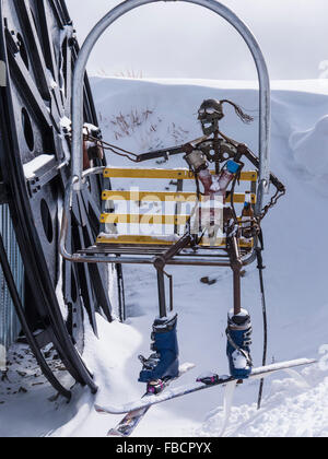 Ghostly statue at the top of the Silverlode Express chairlift, Park City Side, Park City Mountain Resort, Park City, Utah. Stock Photo