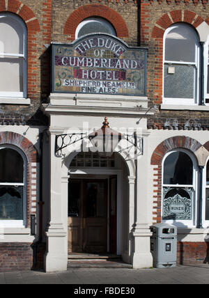 Entrance to The Duke of Cumberland Hotel, High Street, Whitstable, Kent, England, UK. Stock Photo