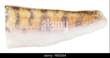 raw frozen zander (pike-perch) fish fillet isolated on white background Stock Photo