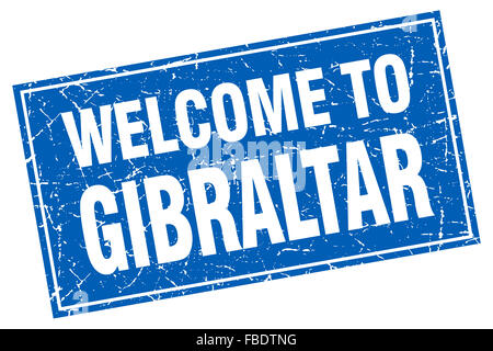 Gibraltar blue square grunge welcome to stamp Stock Photo