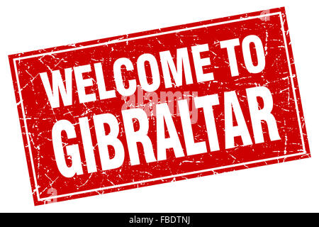 Gibraltar red square grunge welcome to stamp Stock Photo