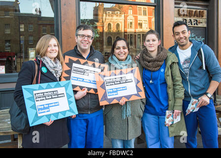 Junior doctors form a picket line outside the Royal London Hospital in Whitechapel, London. Stock Photo
