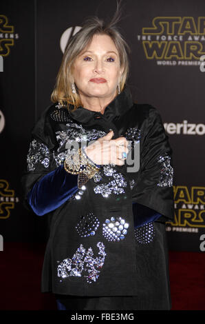 Premiere of Walt Disney Pictures and Lucasfilm's 'Star Wars: The Force Awakens' - Arrivals  Featuring: Carrie Fisher Where: Los Angeles, California, United States When: 14 Dec 2015 Stock Photo