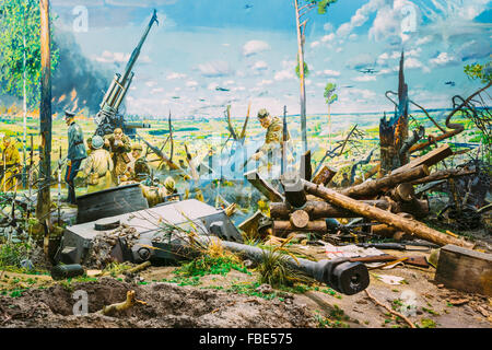 Diorama defeat of fascist forces in the territory of Belarus at the Belarusian Museum Of The Great Patriotic War. Minsk, Belarus Stock Photo