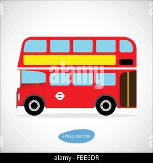 Red retro city double decker bus on a white background - isolated vector illustration Stock Vector