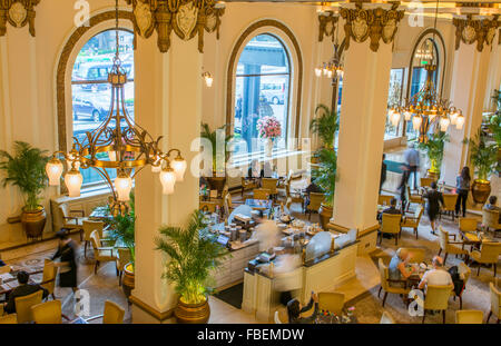 Hong Kong China lobby restaurant of Peninsula Hotel famous expensive hotel exclusive from above Stock Photo