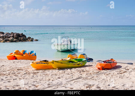 Water sport equipments on the Princess Cays beach, Eleuthera in the Bahamas on December 7 Stock Photo