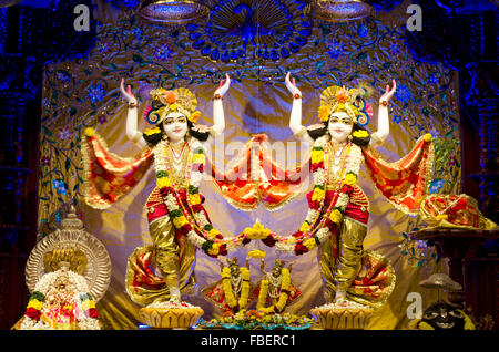 Idols of Lord Krishna and Radha in ISKCON Temple Chennai, Madras, Tamil Nadu, India, Asia Stock Photo