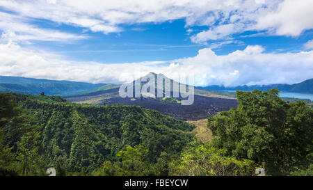 View of Mount Batur volcano near Ubud in Bali, Indonesia. Stock Photo