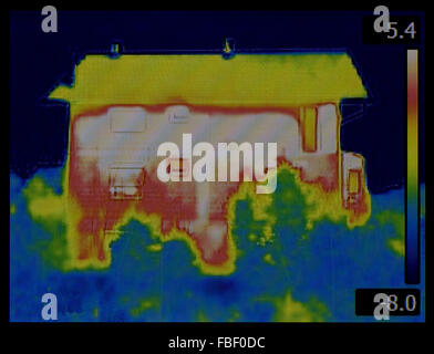 House Facade Profile Thermal Imaging Stock Photo