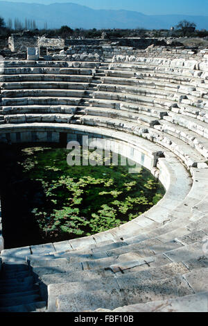 Odeon, Bouleuterion or Council House in the Ancient Greek City Ruins of Aphrodisias, Turkey Stock Photo