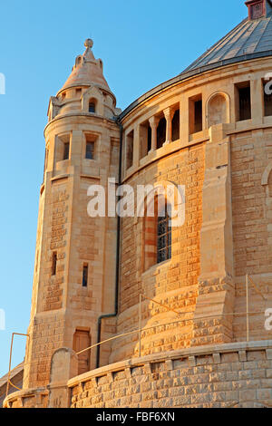 View of the historical Dormition Abbey on Mount Zion, Jerusalem, Israel Stock Photo