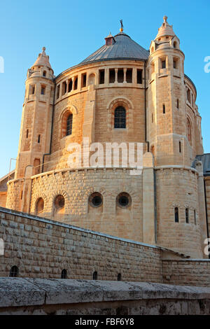 View of the historical Dormition Abbey on Mount Zion, Jerusalem, Israel Stock Photo