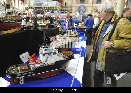 London, UK. 15th Jan, 2016. Model Ships on display at the London Model Engineering Exhibition which opened today at Alexandra Palace, London. Credit:  Michael Preston/Alamy Live News Stock Photo