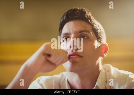Concentrated male student during class Stock Photo