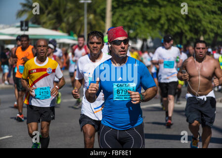 August 2015 half-marathon going through Copacabana, Rio de Janeiro, Brazil Stock Photo