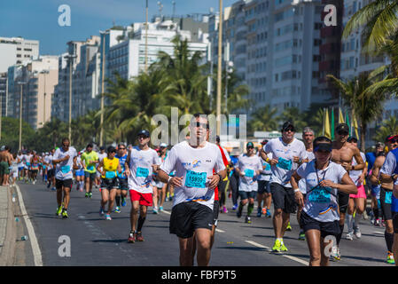 August 2015 half-marathon going through Copacabana, Rio de Janeiro, Brazil Stock Photo