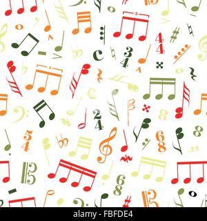 Сolourful music signs and note on white Stock Vector